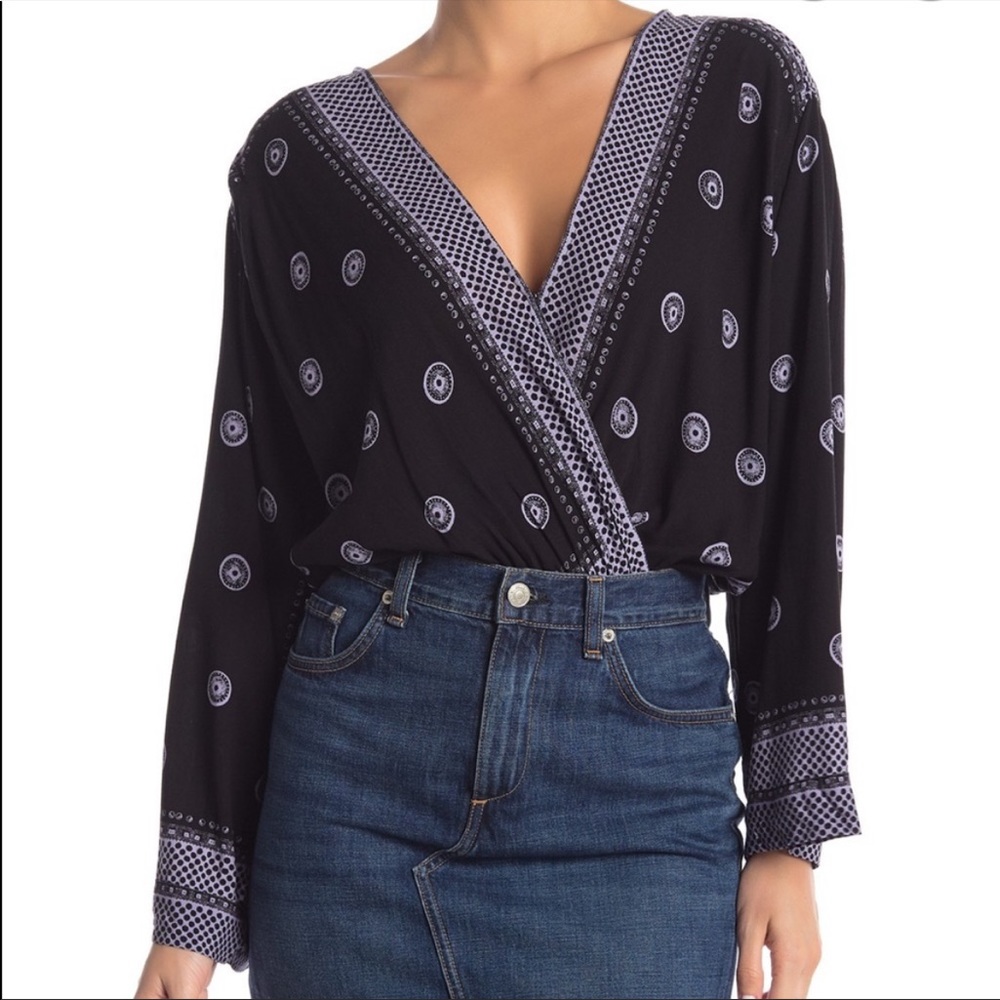 Free People On Board Bodysuit Long Sleeve Black